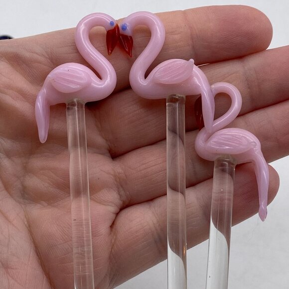 Handblown Glass Tropical seaside beach theme swizzle sticks cocktail stirrers pe - Picture 9 of 11